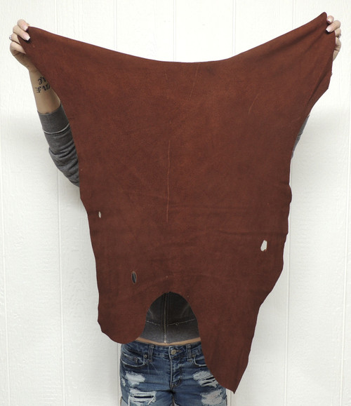 Deerskin Leather - Split Suede - Whiskey Brown - 2-3 oz. - 4.75 Square Feet  (Hide #7-23)