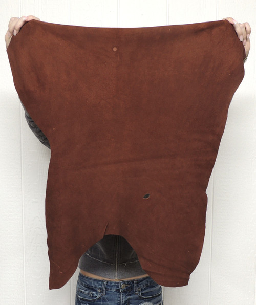 Deerskin Leather - Split Suede - Whiskey Brown - 2-3 oz. - 5.0 Square Feet  (Hide #7-15)