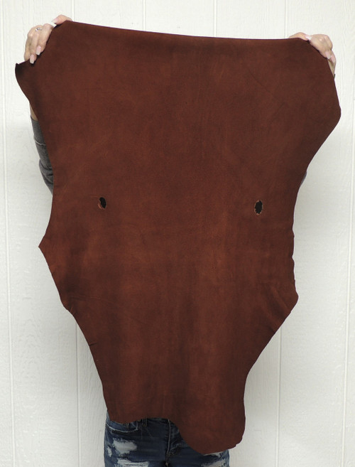 Deerskin Leather - Split Suede - Whiskey Brown - 2-3 oz. - 5.0 Square Feet  (Hide #7-4)