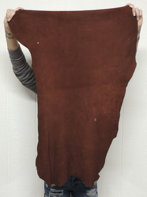 Deerskin Leather - Split Suede - Whiskey Brown - 2-3 oz. - 4.75 Square Feet  (Hide #7-17)