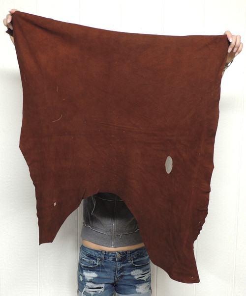 Deerskin Leather - Split Suede - Whiskey Brown - 2-3 oz. - 6.0 Square Feet  (Hide #7-2)