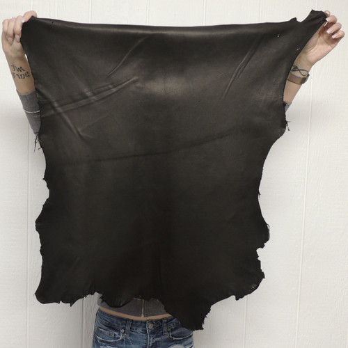 Soft LAMBSKIN Leather -Lightweight - Full Grain - BLACK - 1.75-2.0 oz. - 4.75 Square Feet (Hide #1-1)