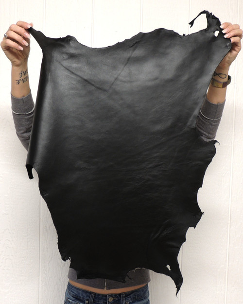 Soft Sheepskin Leather Hide- Full Grain - Black - 2-3 oz. - 3.5 Square Feet (Hide #1-1)
