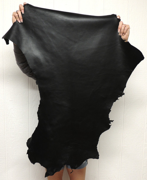 Soft Sheepskin Leather Hide- Full Grain - Black - 2-3 oz. - 5.5 Square Feet (Hide #1-2)