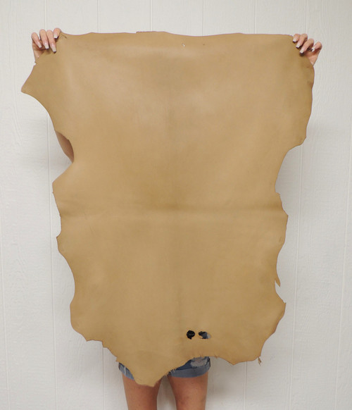 Cocoa Brown Full Grain Buckskin Leather Hide - 3-4 oz. - 6.5 Square Feet