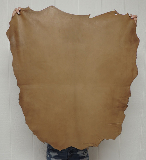 Soft Bomber Brown full grain buckskin leather hide with natural color variation
