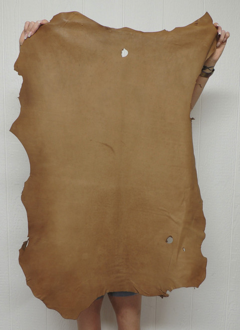 Bomber Brown Full Grain Buckskin Leather Hide – 3–4 oz. – 7.25 Square Feet (Hide # 1-40)