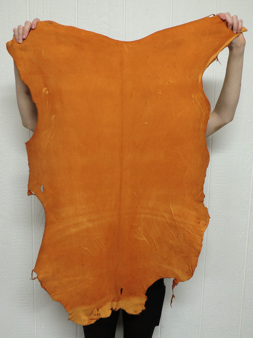 Copper Distressed Buckskin Leather Hide – 2–3 oz. – 6.25 Square Feet (Hide # 1-24)