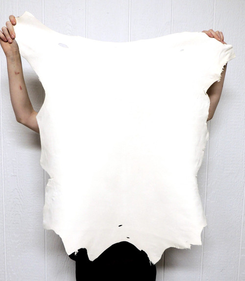 Buckskin Leather - Full Grain - White - 2.25–3.25 oz. - 6.0 Square Feet - (Hide # 4-23)