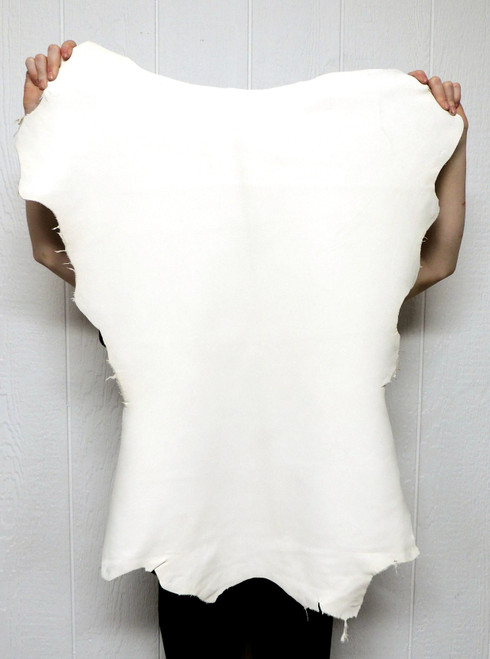 Buckskin Leather - Full Grain - White - 2.25–3.25 oz. - 6.0 Square Feet - (Hide # 4-38)