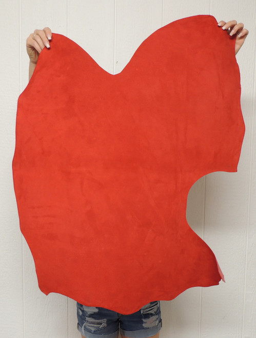 Red Soft Suede Leather Hide – 2–3 oz. Garment Weight Leather for Bags, Clothing & Leathercraft – 5.25 Sq. Ft. (Hide 1-5)