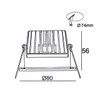 Matt white downlight technical drawing, Bathroom downlight, kitchen downlight