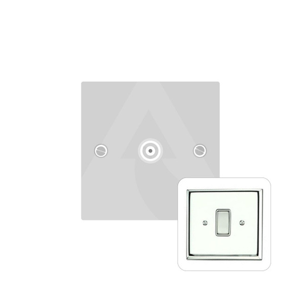 Contractor Range 1 Gang Isolated TV Coaxial Socket in Polished Chrome  - White Trim - KC923W