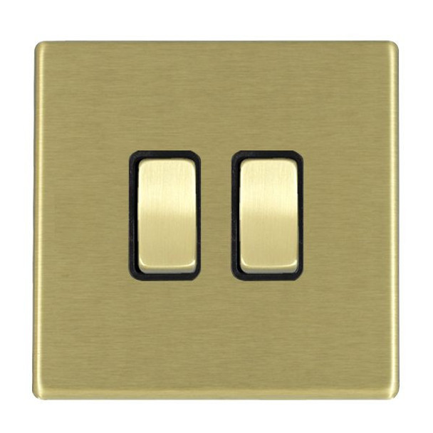 Hartland CFX Satin Brass 2 gang 20AX 2 Way Rocker Satin Brass/Black