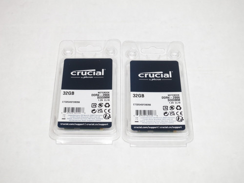 CT2K32G4SFD8266 CRUCIAL 64GB KIT DDR4 2666 SODIMM 2Rx8 PC4-21300 1.2V 260-PIN KIT 2 x 32GB