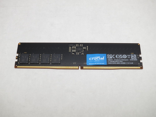 CT16G48C40U5 CRUCIAL 16GB DDR5 4800 UDIMM 1Rx8 CL40 PC5-38400 1.1V 288-PIN DESKTOP MODULE