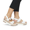 Remonte D1P50-80 high wedge sandal with wide velcro straps White
