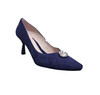 Emis 7975/042 High Heeled Dress shoe with extre width and diammoniate detail on the front Navy