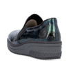 Rieker 48752-92 Slip on patent wedge petrol blue
