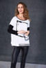Naya NAW25307 Placement cube print top with contrast sleeve White/Black  109