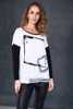 Naya NAW25307 Placement cube print top with contrast sleeve White/Black  109