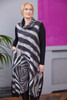 ORA Clothing ORW25167 V neck  print dress with cut away hem and neckscarf Taupe/Black 779