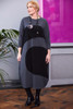 ORA Clothing ORW25171 Long sleeve dress with curved contrast panels and necklace Grey/Black  809