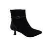 Lorette Vital boot (C4608) in black suede is elevated with a pointed toe and slim kitten heel