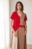 PERUZZI S26147 COLOUR BLOCK DRESS RED/TAUPE