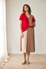PERUZZI S26147 COLOUR BLOCK DRESS RED/TAUPE