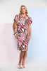 Kate Cooper KCS26158 Print dress with wrap over sleeve  Hot Pink (49)