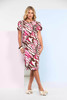 Kate Cooper KCS26158 Print dress with wrap over sleeve  Hot Pink (49)