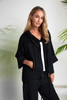 NAYA NAS26196 Drawstring hem zip jacket with contrast front section with pocket Black/White 901