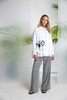 NAYA NAS26137 Wide leg tencle pull up trouser Granite 82
