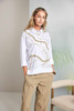 NAYA NAS26215 Placket print top with contrast hempanel and cuff White/tan  175