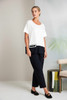 NAYA NAS26211 Round neck top with contrast hempanel and zip pocket detail Black/off white 911