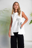 NAYA NAS26261 Placement print top with collar and cut out hem White/Black  109