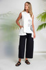 NAYA NAS26261 Placement print top with collar and cut out hem White/Black  109