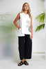 NAYA NAS26261 Placement print top with collar and cut out hem White/Black  109