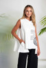 NAYA NAS26261 Placement print top with collar and cut out hem White/Black  109