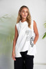 NAYA NAS26261 Placement print top with collar and cut out hem White/Black  109