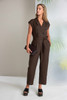 NAYA NAS26292 Double breasted wide leg jumpsuit with belt detail  Choc 73