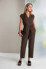 NAYA NAS26292 Double breasted wide leg jumpsuit with belt detail  Choc 73