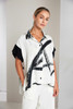 NAYA NAS26318 Brush stroke print blouse with contrast cuff Cream/Black  129