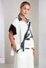 NAYA NAS26318 Brush stroke print blouse with contrast cuff Cream/Black  129