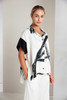 NAYA NAS26318 Brush stroke print blouse with contrast cuff Cream/Black  129