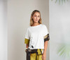 NAYA NAS26262 Placement print top with contrast print cuff and hemline Oasis 35
