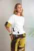 NAYA NAS26262 Placement print top with contrast print cuff and hemline Oasis 35