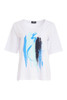 ORA Clothing ORS26105 Placement print tee shirt White/Vivid blue