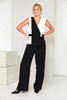 KATE COOPER KCS26147 Two tone jumpsuit with frill detail at front  Black/off white